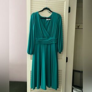 Eliza J turquoise bell-sleeve midi dress